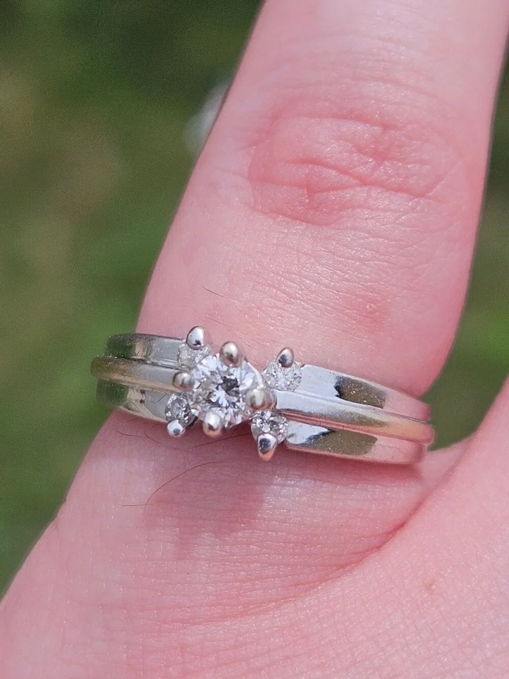 18K White Gold Diamond Engagement Wedding Ring Band Size 6.5